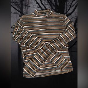 forever 21 striped mock neck long sleeved crop top